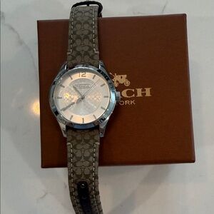 Coach Silver and Brown Patterned Watch